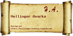 Hellinger Avarka névjegykártya